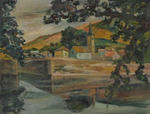 Village au bord d`une rivière