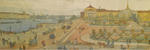 A hand-colored lithograph of Senate Square in St. Petersburg