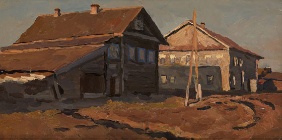 The village house under the evening sun, Unzha