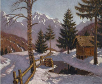 Зимовий пейзаж, хатка