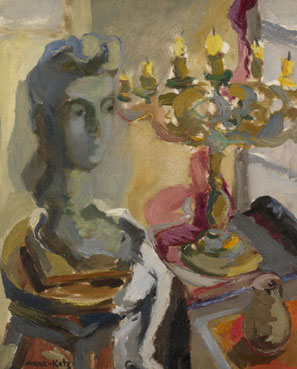 Sculpture and candelabra