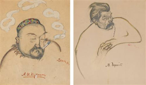 Two portraits: Alexander Kuprin and Maxim Gorky