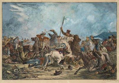 Battle between the Kirghiz and Cossacks