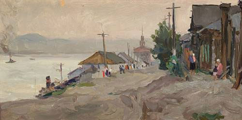 A street along the harbour edge, Krasnoyarsk