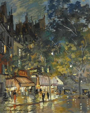 Paris cafe by night