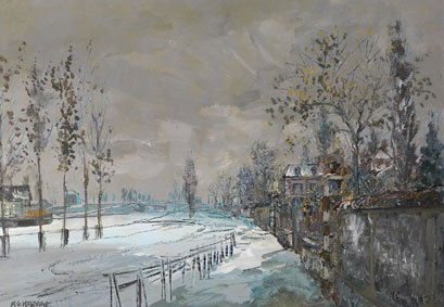 Canal de l`Ourcq in the winter