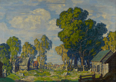 Landscape with peasant houses