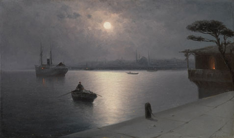 Moonlit sea shore