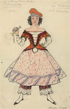 A costume design for Petrushka: Karsavina as the ballerina