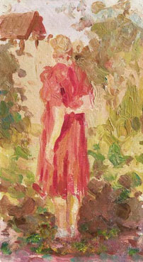 Girl in a red dress