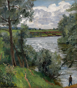 On the river Protva. Fisherman