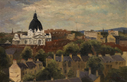 City view with a church