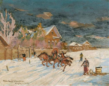 Winter landscape (pair)