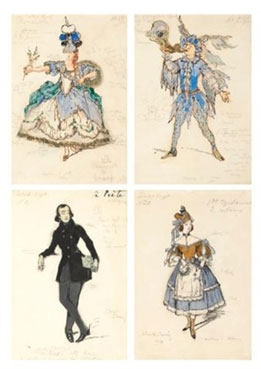 Four costume designs for Les noces de psyche et de l`amour and la bien aimee