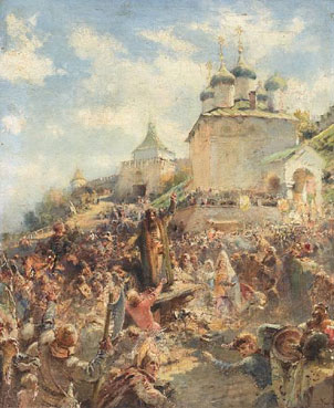 The appeal of Minin to the people of Nizhni Vongorod, a study