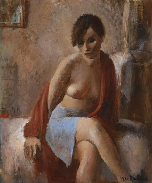Portrait of a lady in a blue skirt