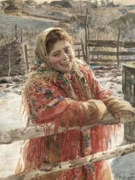 Smiling peasant girl