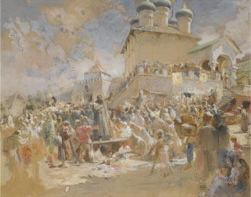 Sketch for Minin appears to the people of Nizhny Novgorod