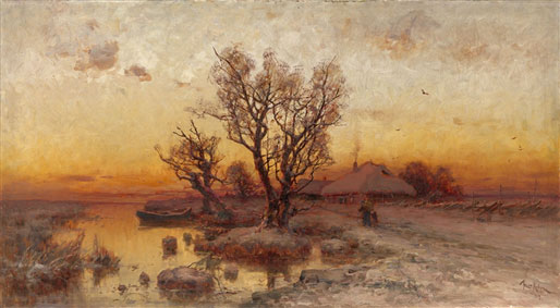 Sunset over a Ukrainian hamlet