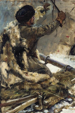 Study of a cossack for Siberia`s conquest of Yermak