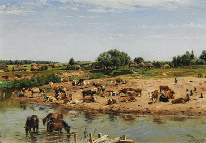 Cattle by the river