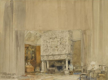 Set design for a production of an Ideal Husband at the Alexander Theatre in St. Petersburg