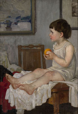 Portrait of child with orange