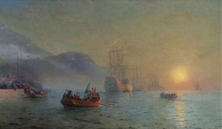 Columbus sailing from Palos