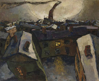 City with moon (Socialist city)
