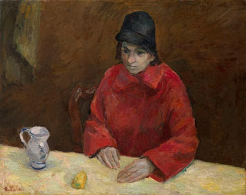 Woman in red. Portrait of Lyubov Georgievna Popesku