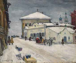 A snowy village