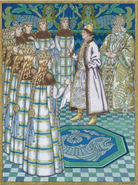 Illustration from the fairy tale The Water King and Vasilissa the Wise