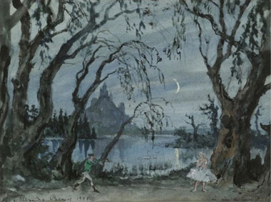 Set design for act II of Swan lake