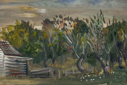 Landscape with a loghouse