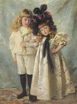 Portrait of the artist`s children: Konstantin and Olga