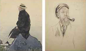 Portrait of Sergei Troinitsky (1882-1946); and Portrait of Konstantin Somov (1869-1939) in Brittany visiting the Benois family