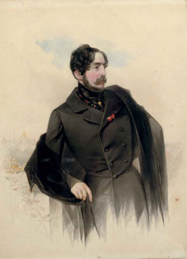 Portrait of Count de la Ferronnays with a view of St. Petersburg beyond