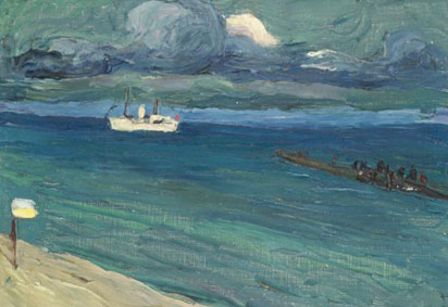 Rapallo, seascape with steamer
