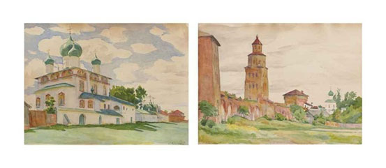 The Cathedral of Znamenie; and The towers of the Kremlin 