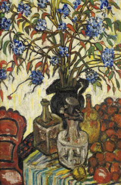 Still life with flowers and fruits
