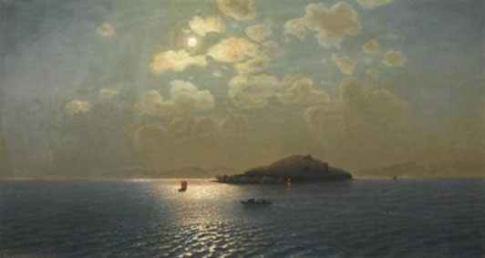 Lake Sevan in moonlight
