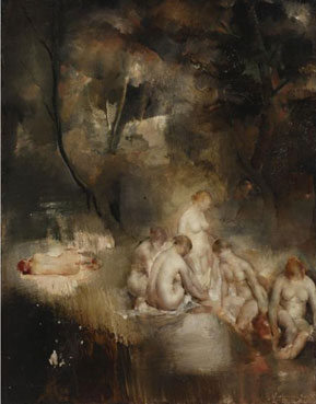 Bathers in a forest