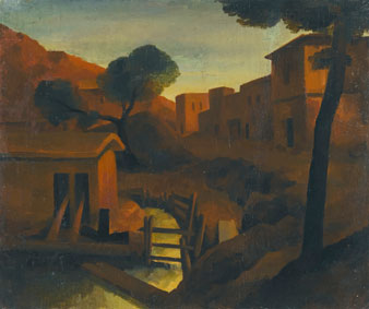 Houses by a stream