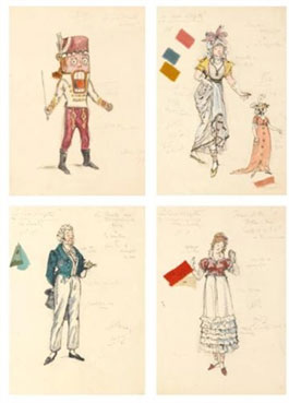 Five costume designs for the Nutcracker