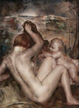Nude with child