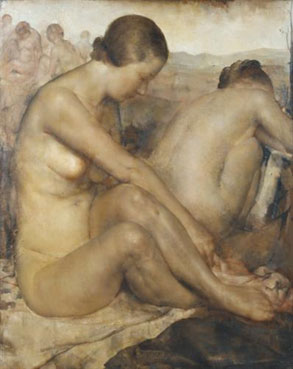 Two women bathing