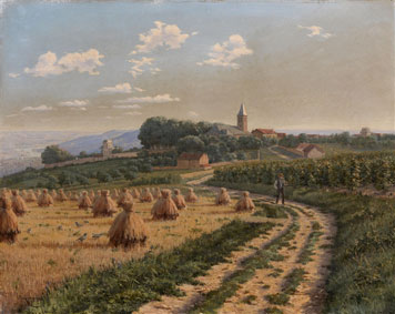 Landscape with haystacks