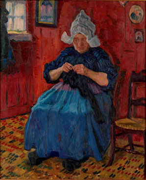 Old lady knitting