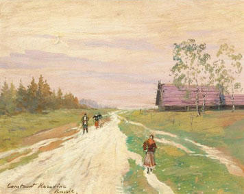 Peasants on a country road