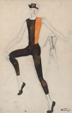 A group of seven costume designs